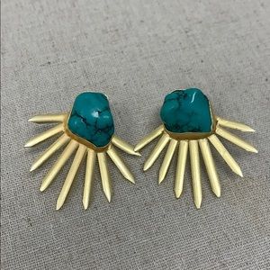 Turquious Gold Ray Edgy Earrings
